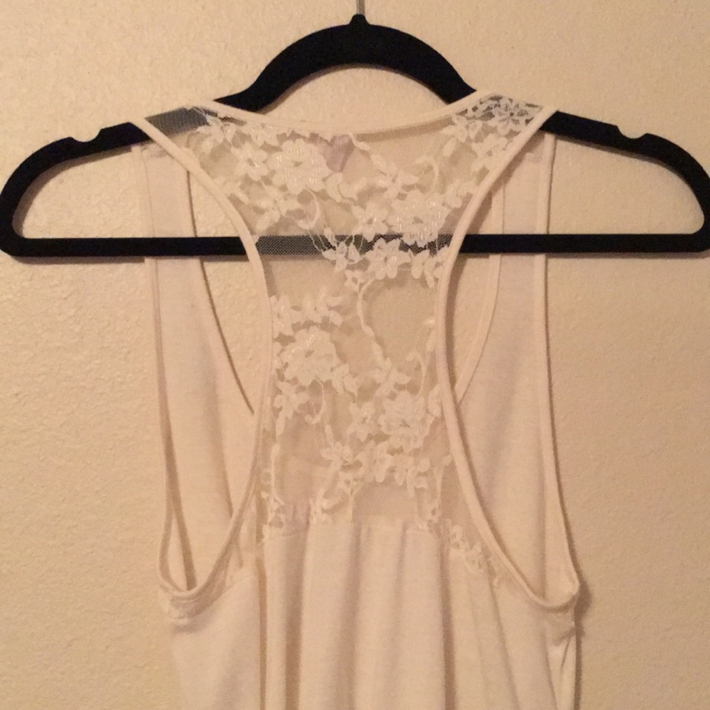 🤍 Max Rave Off-White Lace Racerback Tank Top | Size Large 🤍 - Picture 2 of 8